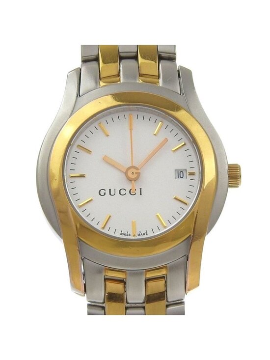 Gucci Stainless Steel Gold Plated Quartz Analog Display White Dial Watch main image 7